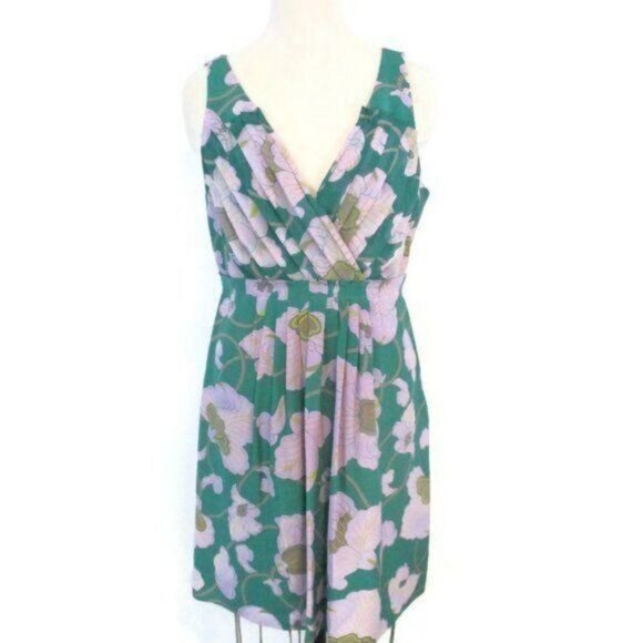 Tibi Green Pink Floral Silk Spring Dress size 10 - Picture 1 of 5